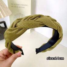 2022新款高式女性頭帶,秋冬扭結編織清洗臉部防水頭帶,精美髮飾 - 綠色 - 查看 1