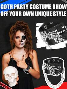 Yanxyad 1 Piece Spiked Studded Bracelet Black Leather Rivet Punk Bracelet Cuff Wrap Bangle Snap Button Metal Wristband For Men