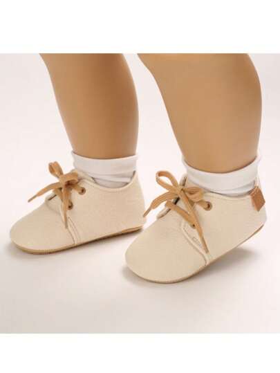 New Arrival Soft Leather Anti-Slip Comfortable Flat Shoes With Rubber Sole For Infant Learning To Walk