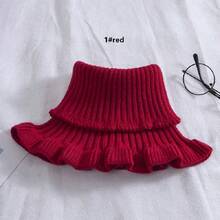 1pc Ladies' Thickened Versatile Neck Warmer For Cervical Protection In Autumn & Winter, Knitted Woolen High Collar Decorative False Collar - Red - View 1