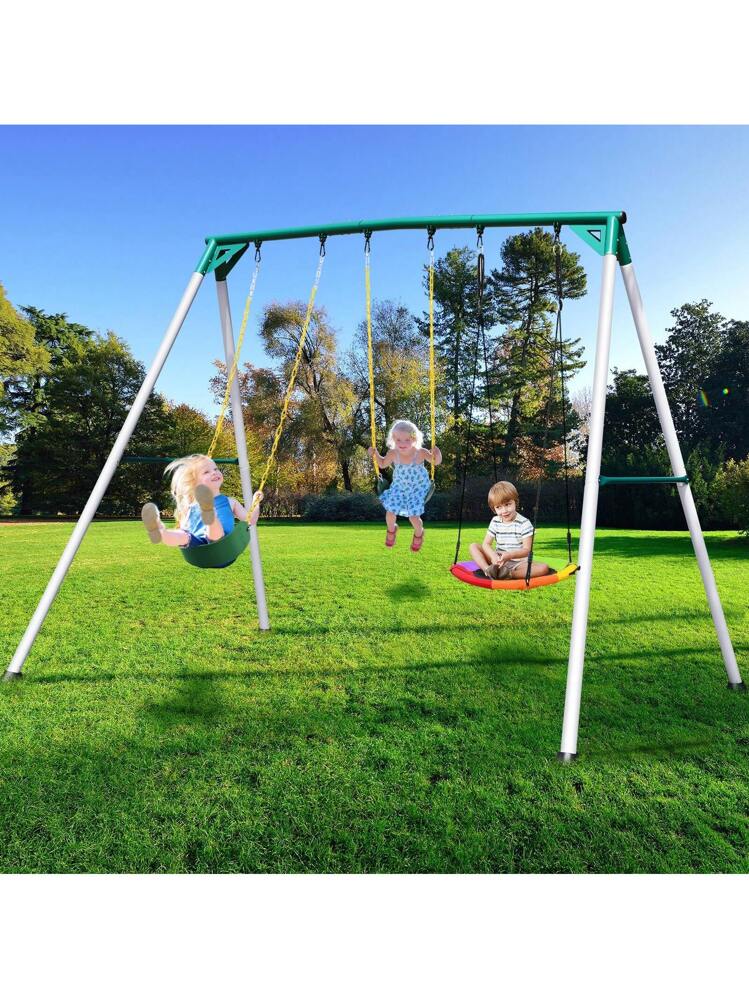 Hapfan 9.5' Heavy Duty Tall Swing Sets For Backyard For Kids And