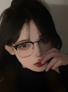 1 chiếc kính gọng vuông kim loại màu đen-bạc dành cho nữ dùng để đọc sách và sử dụng máy tính Phụ kiện kính trong suốt Phụ kiện kính dành cho nữ - Trong sáng - Xem 2