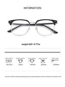 1 chiếc kính gọng vuông kim loại màu đen-bạc dành cho nữ dùng để đọc sách và sử dụng máy tính Phụ kiện kính trong suốt Phụ kiện kính dành cho nữ - Trong sáng - Xem 8