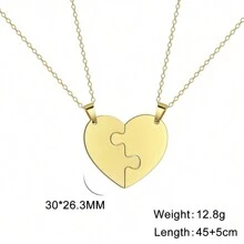 2入組/套女性不鏽鋼心形愛心吊墜項鍊,為母親戀人家人的禮物 - 套裝系列 - 查看 15