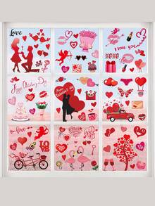 9入組創意pvc心型情人節窗貼,適用於商店櫥窗、玻璃門窗節日裝飾 - 彩色 - 查看 3