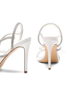 Giày cao gót quai mảnh cho nữ, Giày sandal buộc chân đính đá giả kim cương, Giày sandal cao gót dự tiệc quyến rũ cho lễ tốt nghiệp, tiệc tùng, đám cưới, ngày lễ tình nhân - trắng - Xem 6
