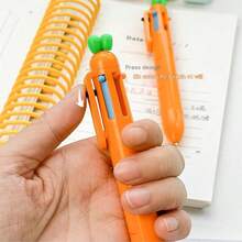 1pc Cute Carrot Shaped 6-Color Retractable Ballpoint Pen For Notebook, School Or Office - Multicolor - View 4