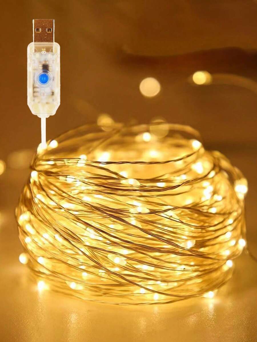 1pc 20/30/40/50/100 Led 2/3/4/5/10M Multifunctional Plastic String Light,Romantic LED String Light For Decoration - Yellow - View 1