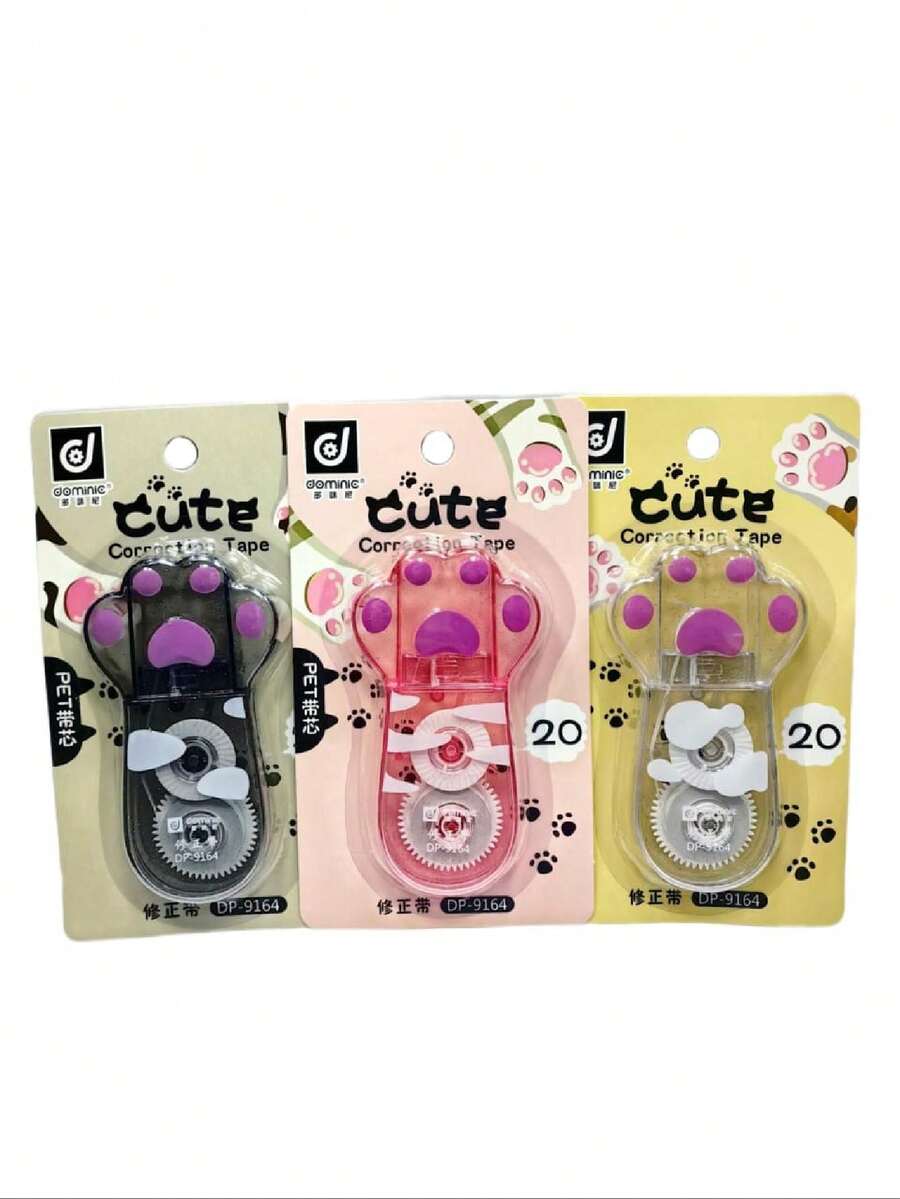 Cinta corrector Grande 1 pieza en forma de huella gato 20 metros - color al azar - Multicolor - Ver 1