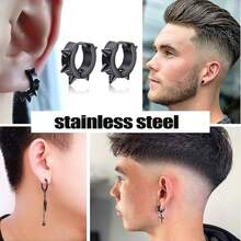 23入組黑色十字形耳環,男女不限,不銹鋼長鏈穿耳鈎耳環套裝,適用於中性朋克耳釘/環/吊墜耳環套裝 - 黑色 - 查看 4