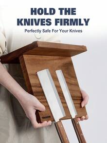 BRONYPRO Magnetic Knife Block-2 Sided Magnetic Knife Stand,12x10 Inch Wood Magnetic Knife Holder Stand with Strong Enhanced Magnets Multifunctional Storage Knife Holder - Cà phê nâu - Xem 7