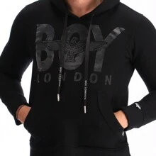 BOY LONDON Sudadera Hoodie Para Hombre Estampado Terciopelo Boy London - Negro - Ver 3
