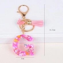 新的流蘇蝴蝶英文字母鑰匙扣女孩樹脂壓克力袋配飾掛飾 - 彩色 - 查看 33