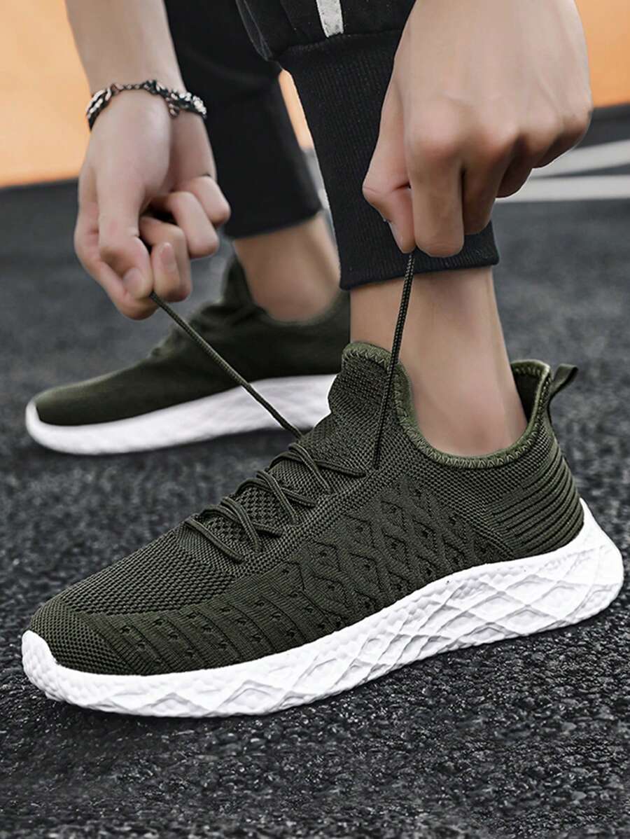 Nam Lưới thoáng khí Thể thao Giày Chạy bộ Với Giảm xóc Và Mặc Sức chống cự - màu xanh lá - Xem 1