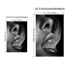 1 件,現代黑唇帆布牆壁藝術 - 時尚、引人注目的客廳、浴室和臥室牆壁裝飾 - 完美無框家居裝飾 - 彩色 - 查看 2