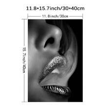 1 件,現代黑唇帆布牆壁藝術 - 時尚、引人注目的客廳、浴室和臥室牆壁裝飾 - 完美無框家居裝飾 - 彩色 - 查看 4