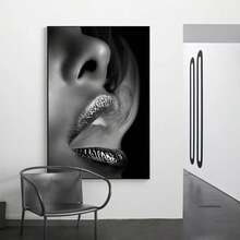 1 件,現代黑唇帆布牆壁藝術 - 時尚、引人注目的客廳、浴室和臥室牆壁裝飾 - 完美無框家居裝飾 - 彩色 - 查看 7