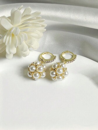 假珍珠裝飾吊墜耳環