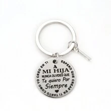 1 件字母图案圆形吊饰钥匙扣情人节 - 銀色 - 查看 24