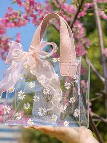 1pc/5pcs/10pcs Party Gift Handheld Ribbon Bag, Reusable Pvc Waterproof Material - Multicolor - View 3