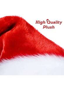 Christmas Thickened Plaid Hat With Long & Short Plush Santa Claus Hat For Children Christmas Decorations - Red and White - View 4