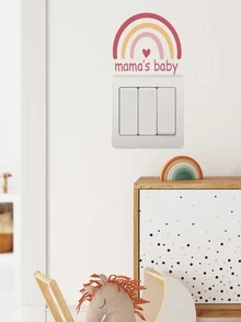 1 Piece Of Rainbow And Mother's Baby English Pattern Color Printed Switch Sticker Diy Self-adhesive Waterproof Home Decoration Sticker 4.21x4.64inches - Multicolor - View 3
