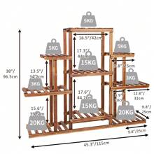 UNHO Plant Stand, Wooden Plant Shelf Indoor Plant Holder Flower Stand Outdoor Plant Rack Garden Display Ladder Planter Multi Plant Pot Holder 45.3"X9.8"X38" - màu nâu - Xem 5