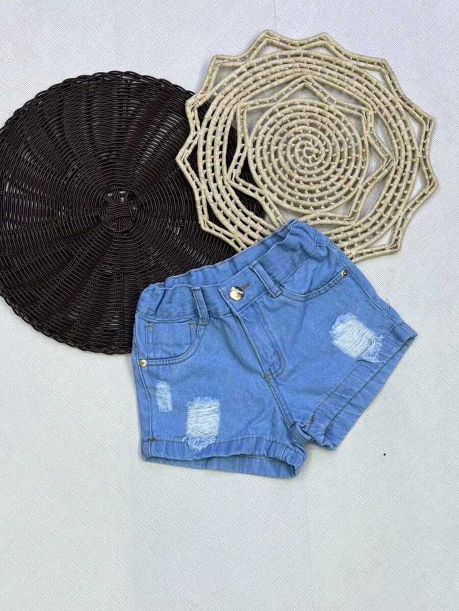 Tween Girls Denim Shorts - 淺色水洗藍 - 查看 1