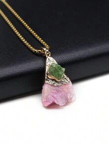 1 件天然半宝石不对称水晶簇吊坠项链适合男士和女士日常佩戴 - 不規則形 - 查看 14