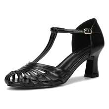 Women's Comfortable Closed Toe T-Strap Sexy Kitten Heels Wedding Party Dress Sandals - màu đen - Xem 6