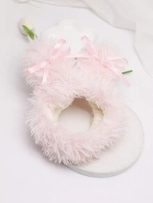 1頂女士有趣的大耳弓結絨面粉紅色頭帶,是清潔和在秋冬季節外出時必備的頭帶,適用於日常穿著和假日送禮給朋友和家人。 - 淺粉色 - 查看 9