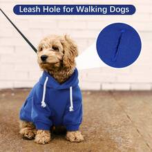 1pc Blue Dog Hooded Sweatshirt With Reflective Strip & Harness Hole, Soft & Warm Pet Clothes Suitable For Small/Medium/Large Dogs, For Autumn/Winter/Cold Weather/Spring - Blue - View 3