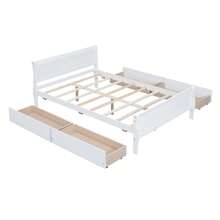 MERAX Full Size Wood Platform Bed With 4 Drawers And Streamlined Headboard & Footboard - 白色 - 查看 7