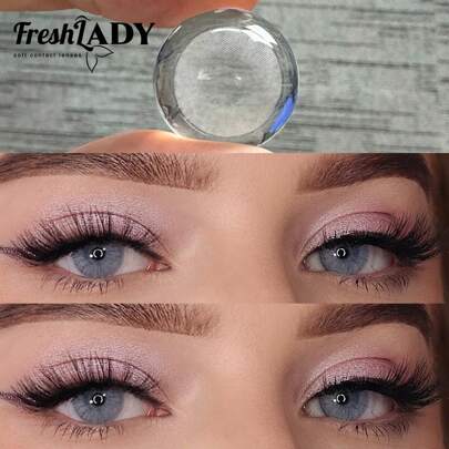 FRESH LADY Freshlady 镜片，适合在校学生，处方极光灰色彩色隐形眼镜，1 年一次性，万圣节服装角色扮演