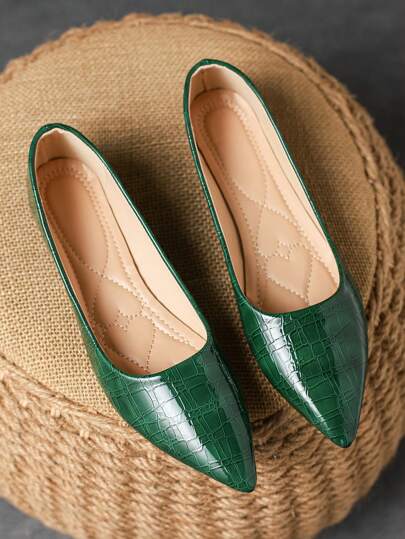 MonaNise 女式舒適尖頭黃色扁鞋，黑蛇紋設計，暗藍至橄欖綠單色，秋季休閒旅行佳選