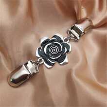 Yanxyad 1 件复古毛衣披肩夹扣金属连衣裙开衫胸针领夹花朵图案夹配饰情人节、妈妈、母亲、母亲节、礼物 - 復古銀色 - 查看 9