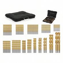 99件附不同尺寸hss鑽頭的扭力鑽頭組,可鑽穿金屬,木材,塑料,適用於各種鑽孔過程,有助於清理碎屑並減少摩擦與產生熱量,更可保證鑽頭的快速與便捷更換,適用於各種場景 - 金色 - 查看 2