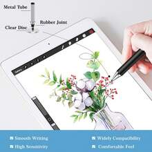 1 支黑色可扩展触控笔，具有触摸按压功能，兼容 iPad、平板电脑、、智能手机，附带 3 个可更换光盘 - 黑色 - 查看 4