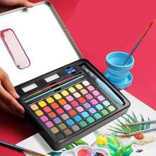 48 Colors Solid Watercolor Paint Set, Portable Diy Painting Suit, Recommended For Artists And School Painting. - Black - View 9