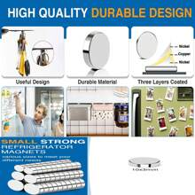10/20pcs 10x3mm Small Round Refrigerator Magnet For Whiteboard, Multi-purpose Micro Neodymium Office Magnet For Craft, Fridge - Silver - View 4