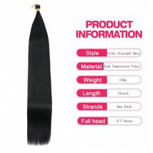 HONG SHI JIA Synthetic Bone Straight Braiding Bulk Crochet Braids Hair 24Inches Pre Stretched Braiding Hair For Box Braids Hair Extensions - Black - View 5