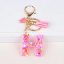 新的流蘇蝴蝶英文字母鑰匙扣女孩樹脂壓克力袋配飾掛飾 - 彩色 - 查看 6