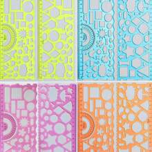 1 pieza Juego de reglas mágicas para dibujo de niños, plantilla multifuncional, paquete y patrón aleatorios, reglas - Multicolor - Ver 2