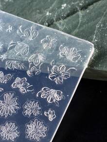 1个花朵形状美甲印花板，DIY UV凝胶美甲波西米亚风美甲工具，硅胶美甲雕刻模具 - 無色 - 查看 5