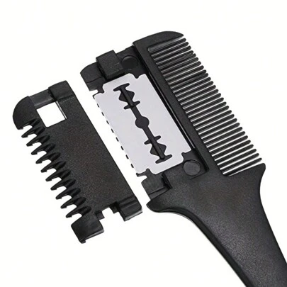 1pc Hair Cutter Comb, Hair Thinner Razor Comb With Extra 10 Pcs Replacement Razors, Hair Thinning Comb Slim Hair Cutting Trimming Comb Tool For Men Thin & Thick Hair Gym ,Barber, Men Accessories, Accessories For Man, Head Accessories For Men