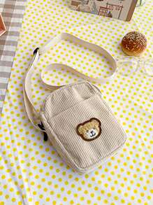 Mini And Versatile Fashion Shoulder Bag, Simple And Fresh Korean Style With Cute Bear Cartoon Pattern Design, Crossbody Bag - Khaki - View 2