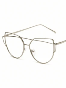 1pc Cat Eye Frame Y2k Personalized Fashion Eyeglasses - Clear - View 2