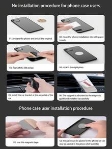 1入組車出風口手機支架磁性L造型支架強力磁鐵支架 - 黑色 - 查看 5