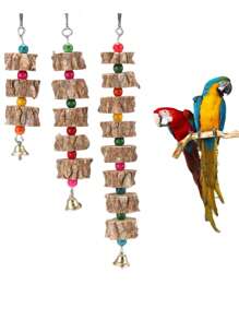 1入隨機多彩胡椒木鳥玩具,適合鸚鵡、倉鼠、兔子和其他小動物,家用掛籠玩具 - 彩色 - 查看 1