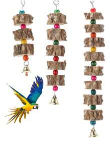 1入隨機多彩胡椒木鳥玩具,適合鸚鵡、倉鼠、兔子和其他小動物,家用掛籠玩具 - 彩色 - 查看 2